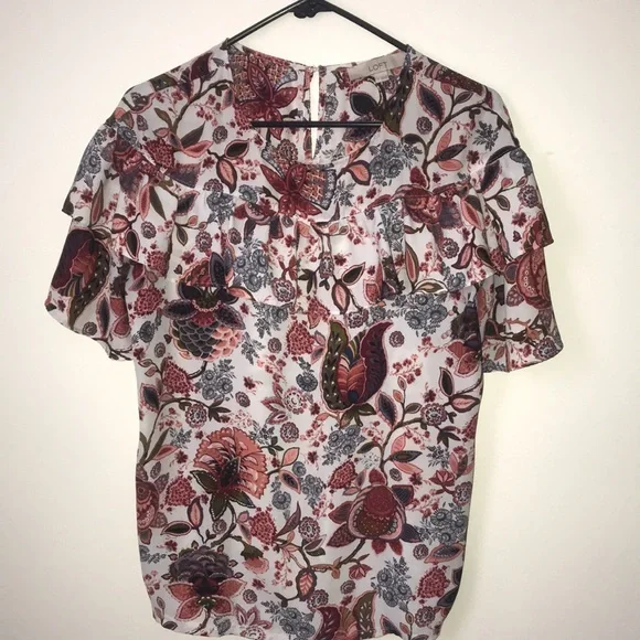 Loft Brand Short Sleeve Floral Shirt Size Small - Picture 3 of 5